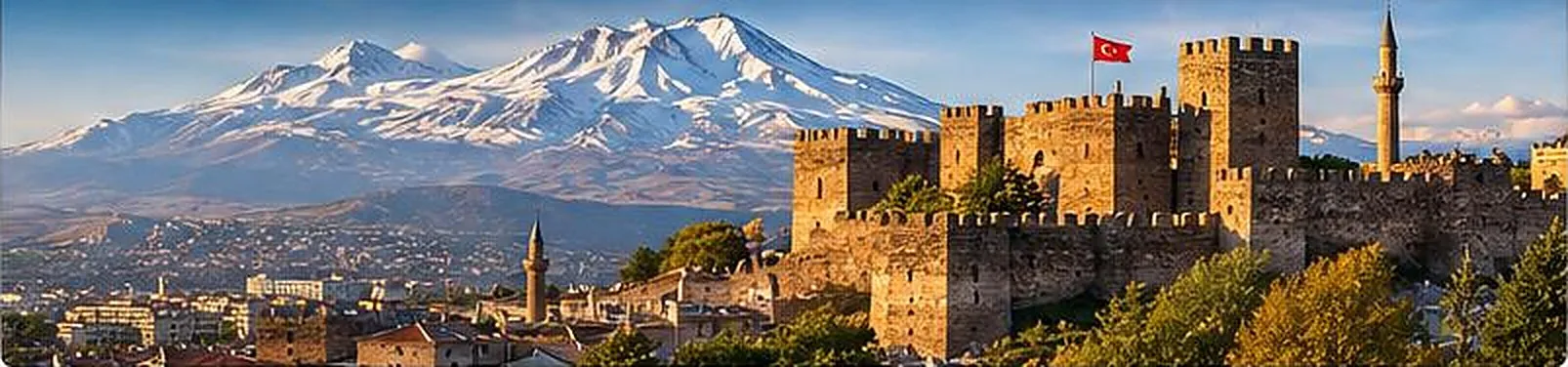 Kayseri Kalesi ve arkasında Erciyes Dağı
